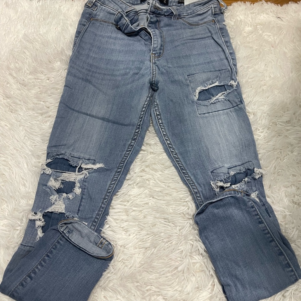 Ripped stitching skinny jeans